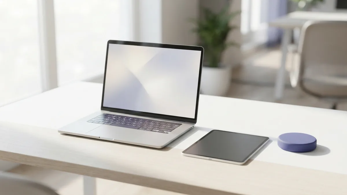 Checking site authority metrics Laptop and tablet workspace for checking website authority metrics