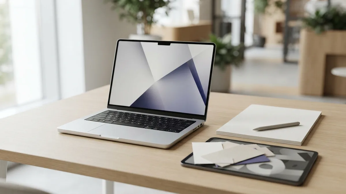 Comparing Shopify partner options Minimal desk setup with laptop and planning materials for comparing Shopify partners