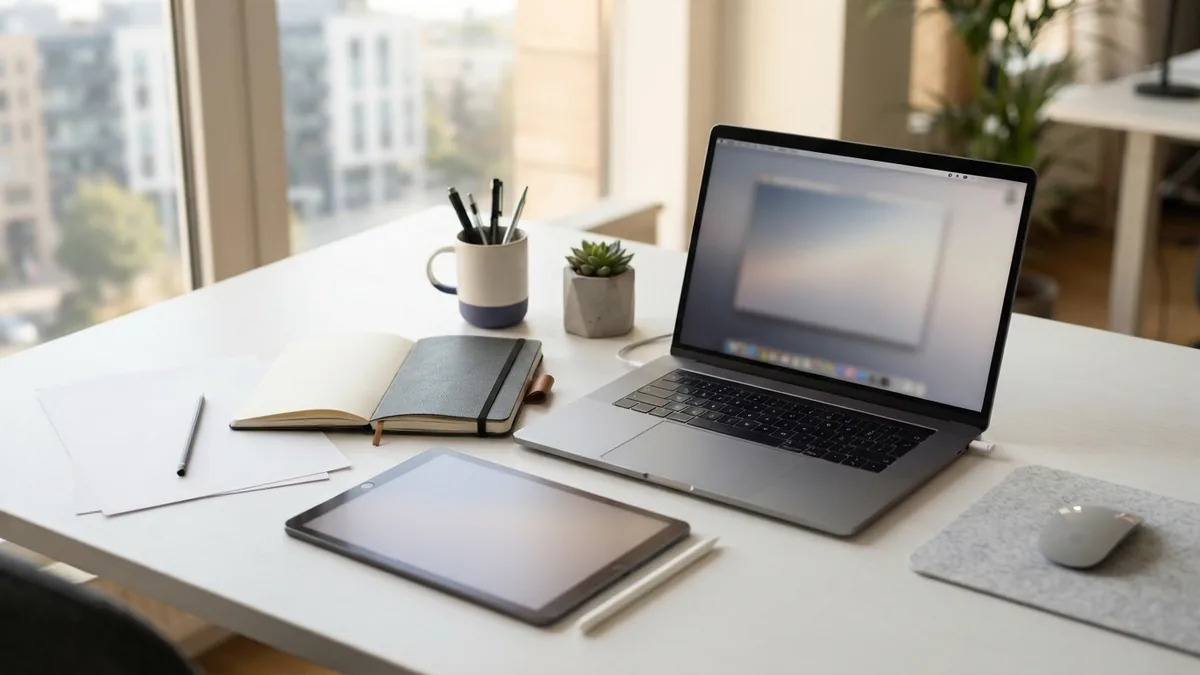 Minimal desk setup for planning a clear step-by-step web page design process