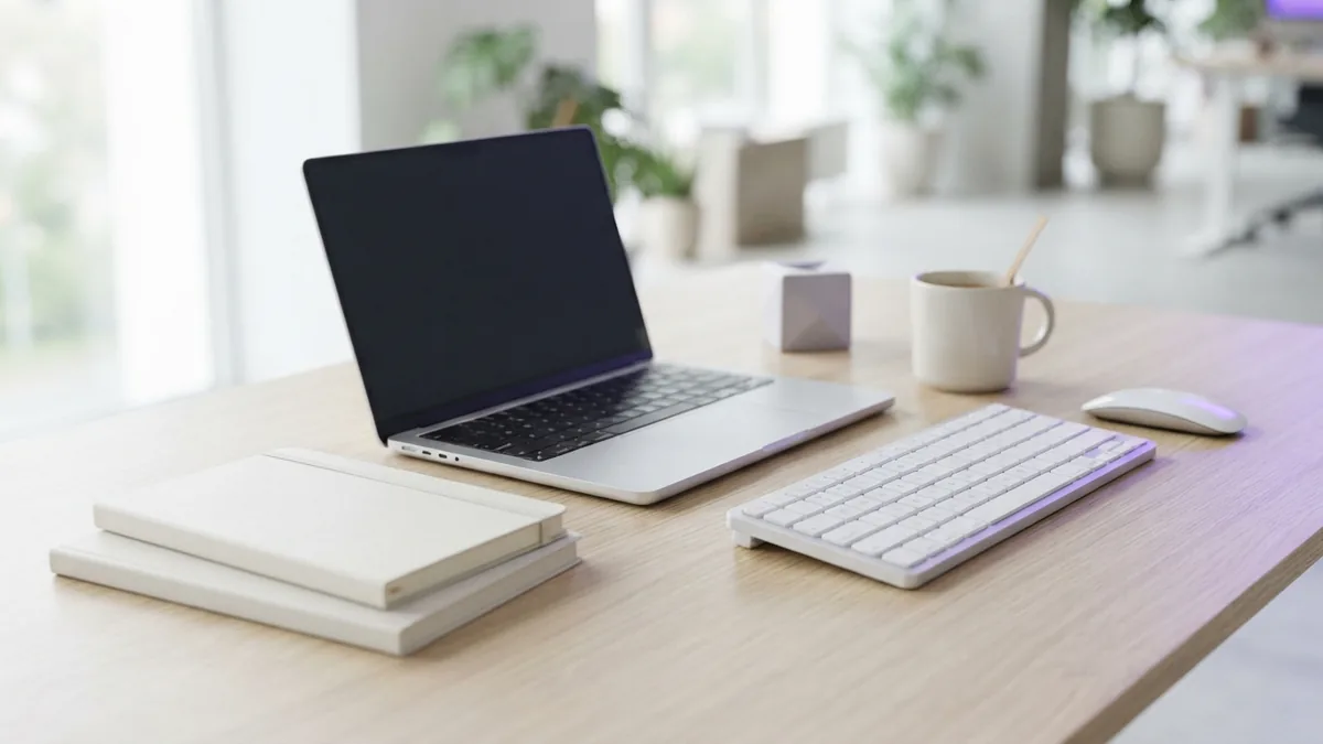 Building a web page with HTML Bright laptop workspace for learning HTML and building a web page