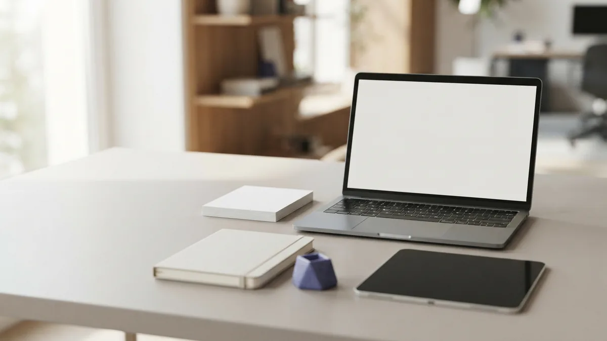 Clean workspace for building a digital marketing portfolio and job plan