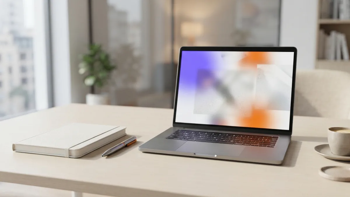 A workspace for useful content Notebook and laptop in a bright workspace for creating useful website content