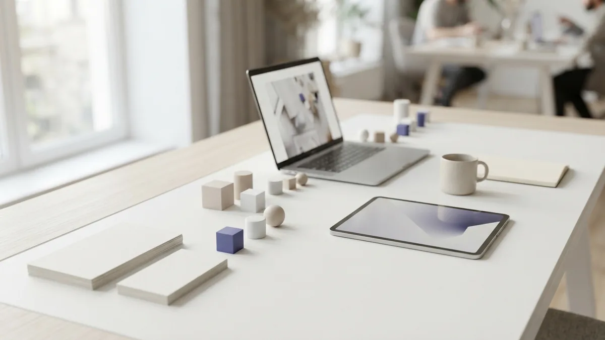 UI and UX design process Minimal workspace showing a visual process for UI and UX design projects