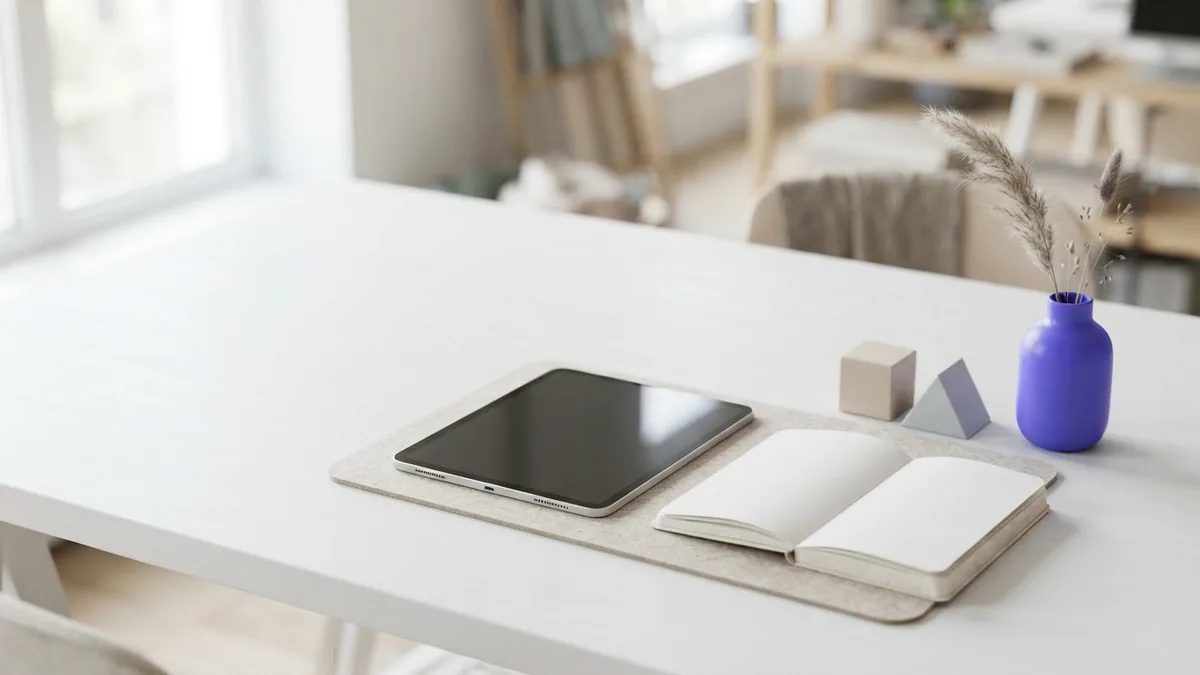 Minimal web design tools workspace Minimal desk setup representing CMS CSS API and ecommerce design concepts